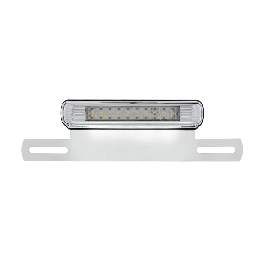 Chrome License Plate Light &amp; Bracket With White LED Backup Light - White LED/Clears Lens - View 2