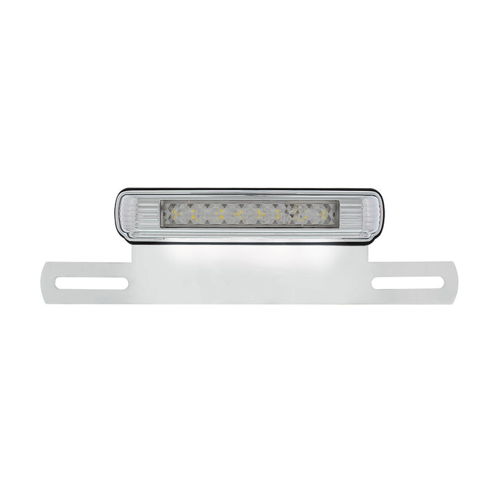 Chrome License Plate Light &amp; Bracket With White LED Backup Light - White LED/Clears Lens - View 2