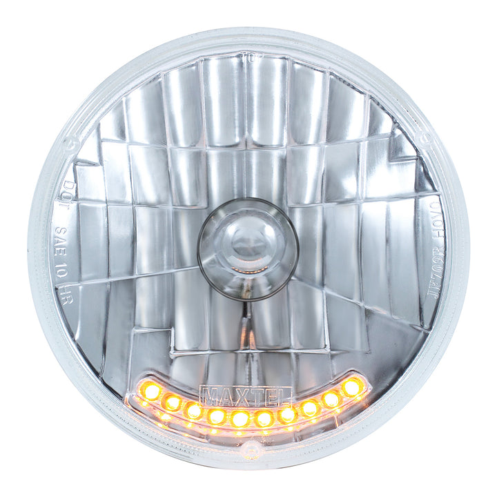 7" Crystal Headlight With 10 Amber LED Position Lights - View 1