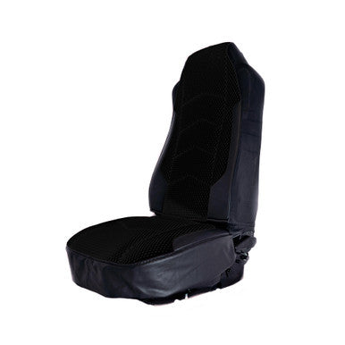 SEAT COVER W/ MESH FABRIC CENTER &amp; LEATHERETTE TRIM - BLACK