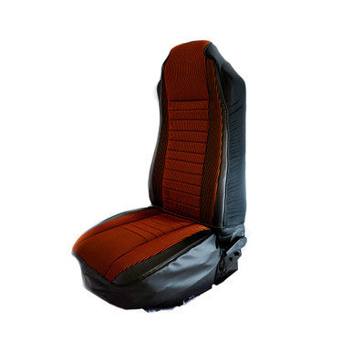 SEAT COVER W/ SUEDE FABRIC CENTER &amp; LEATHERETTE TRIM - BROWN