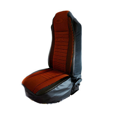 SEAT COVER W/ SUEDE FABRIC CENTER &amp; LEATHERETTE TRIM - RED