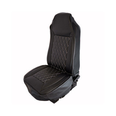 SEAT COVER W/ DIAMOND CENTER &amp; LEATHERETTE TRIM - BLACK