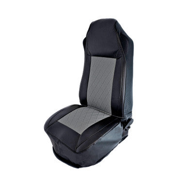 SEAT COVER W/ DIAMOND CENTER &amp; LEATHERETTE TRIM - GRAY