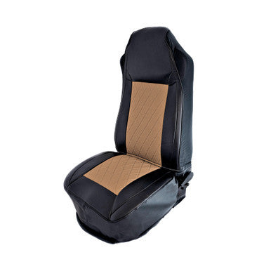 SEAT COVER W/ DIAMOND CENTER &amp; LEATHERETTE TRIM - TAN