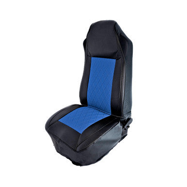 SEAT COVER W/ DIAMOND CENTER &amp; LEATHERETTE TRIM - BLUE
