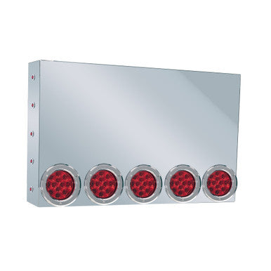20" REAR CENTER PANEL W/ 5 - 4" &amp; 15 3/4" LIGHT HOLES - MITERED EDGE