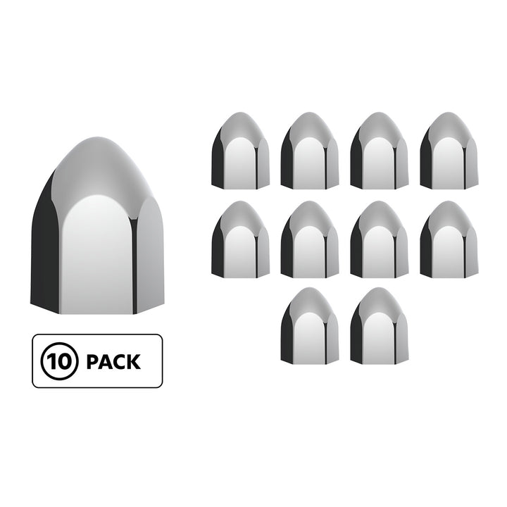15/16" x 1 5/8" Chrome Plastic Bullet Lug Nut Covers – Push-On (10-Pack) | Semi Truck