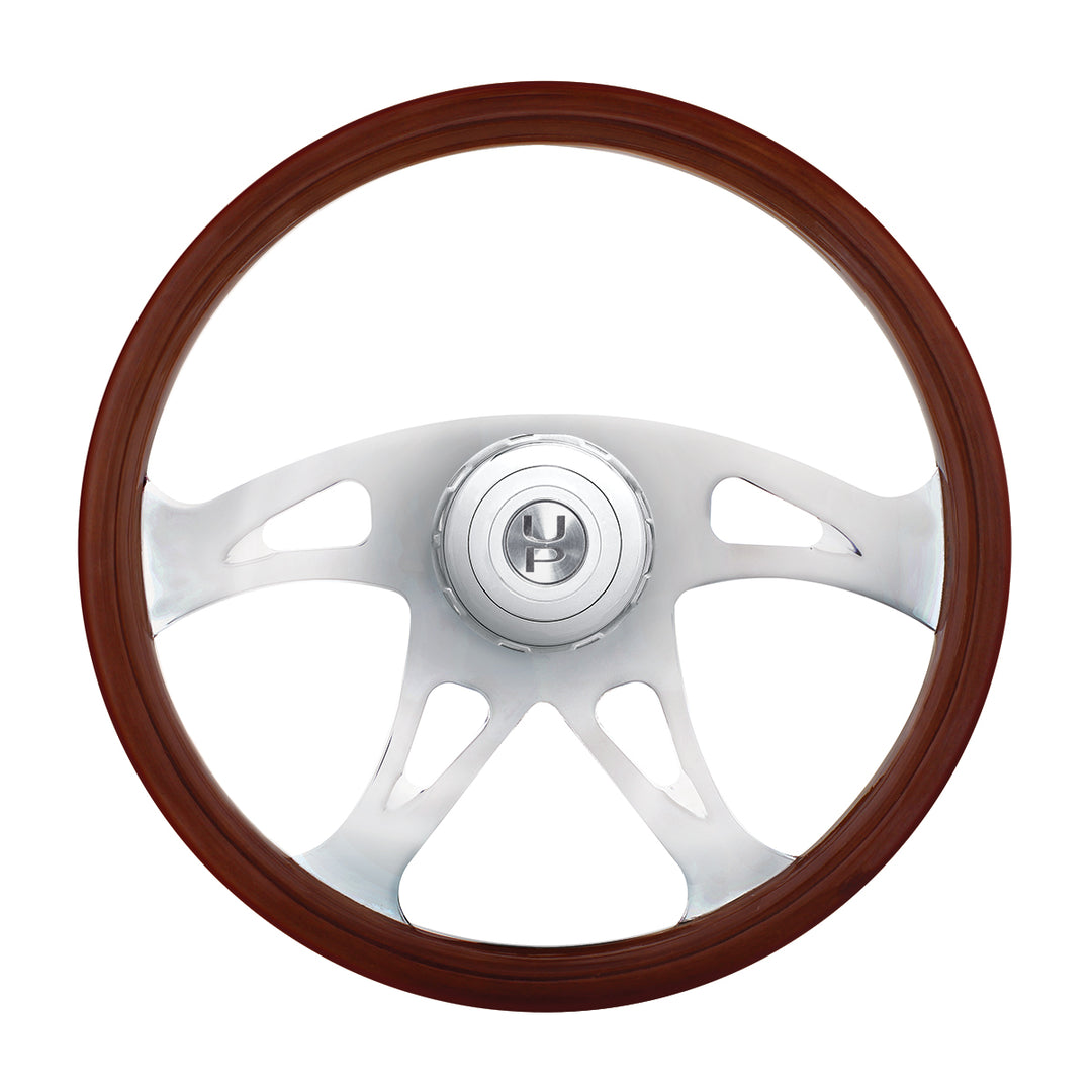 18" Boss Style Wood Steering Wheel With Hub &amp; Horn Button Kit For Peterbilt (2006+) &amp; Kenworth (2003+) | Semi Truck