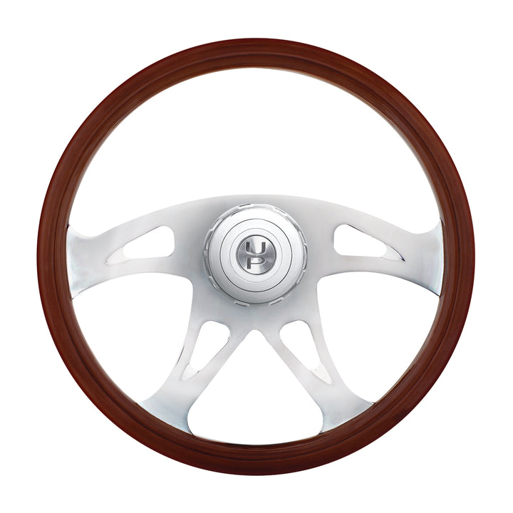 18" Boss Style Wood Steering Wheel With Hub &amp; Horn Button Kit For Peterbilt (2006+) &amp; Kenworth (2003+) | Semi Truck