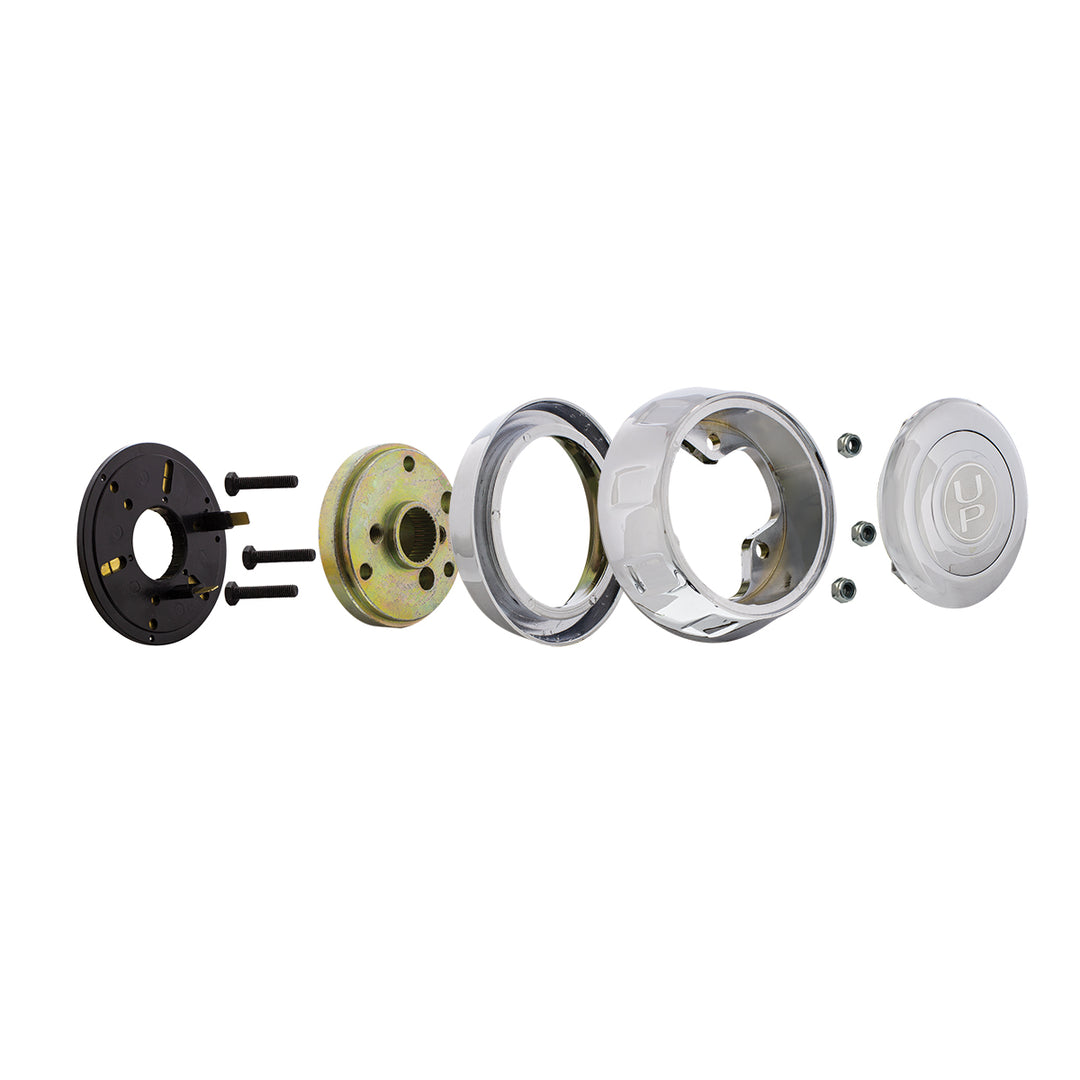Chrome Steering Wheel Hub &amp; Horn Button Kit For 1997-2001 Kenworth Trucks | Semi Truck