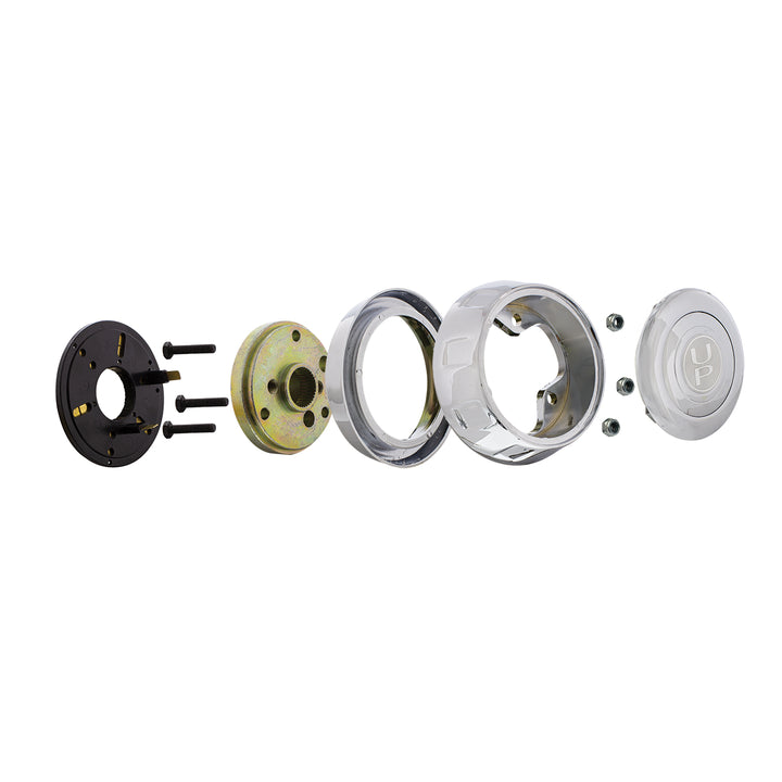 Chrome Steering Wheel Hub &amp; Horn Button Kit For 1997-2001 Kenworth Trucks | Semi Truck