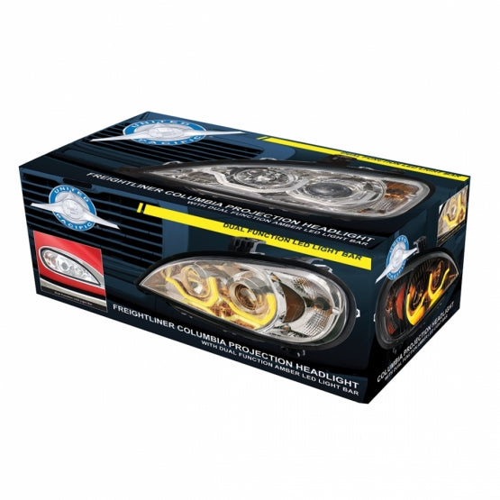 Chrome Projection Headlight With Dual Function Light Bar For 2001-2020 Freightliner Columbia – Driver | Semi Truck