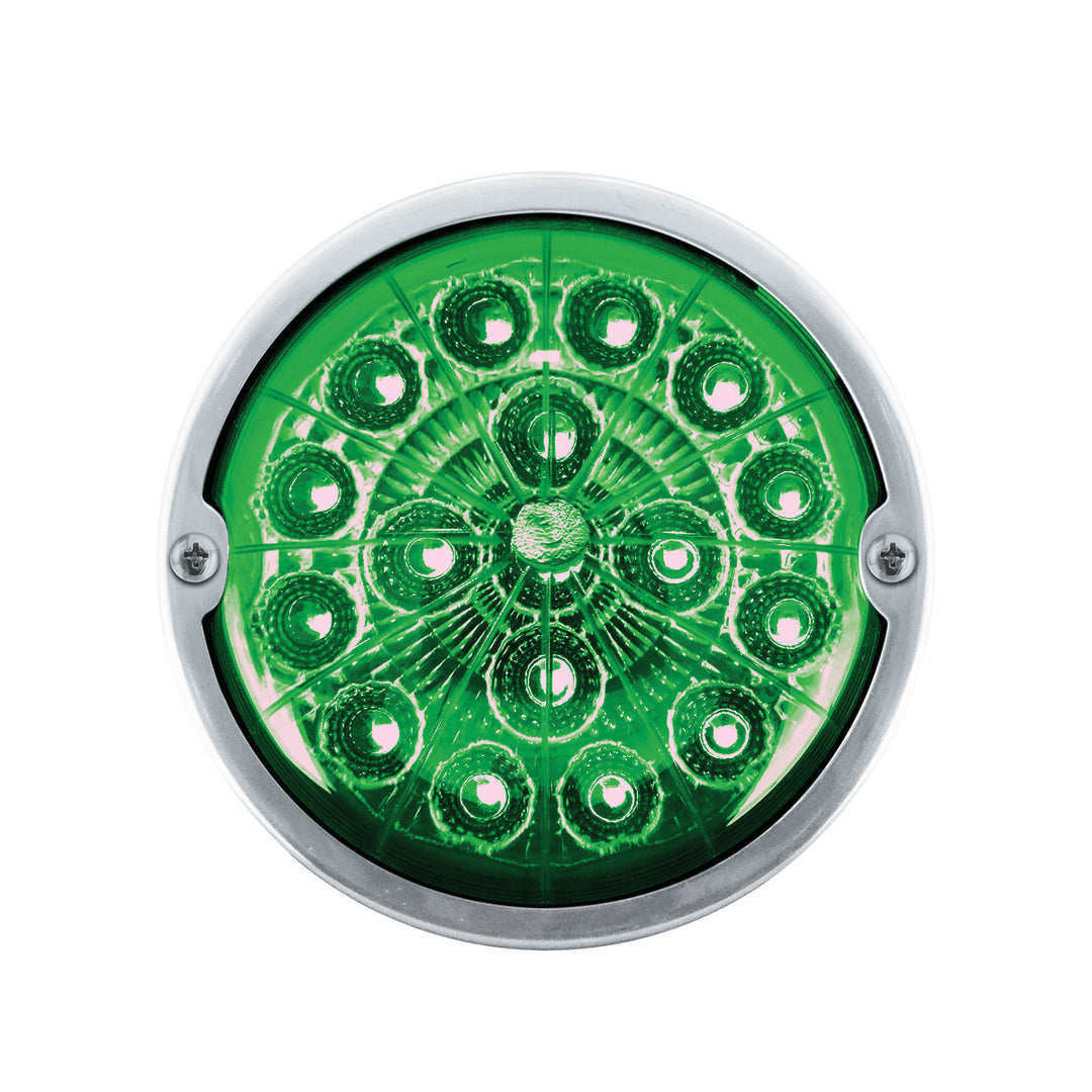 Double Fury 17 LED Dual Function Watermelon Torpedo Cab Light-Amber &amp; Green LED/Clear Lens | Semi Truck